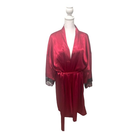 Lilac & London Scarlet Red Satin Robe X-Large - Picture 1 of 8